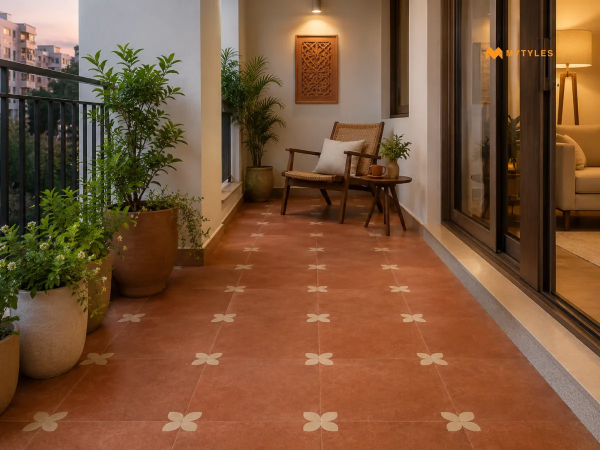 An Earthy Athangudi Sit-Out for the Balcony